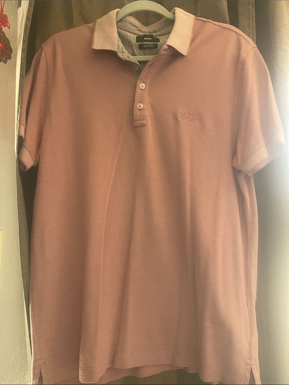 Hugo Boss Men's Dusty Pink Polo Shirt